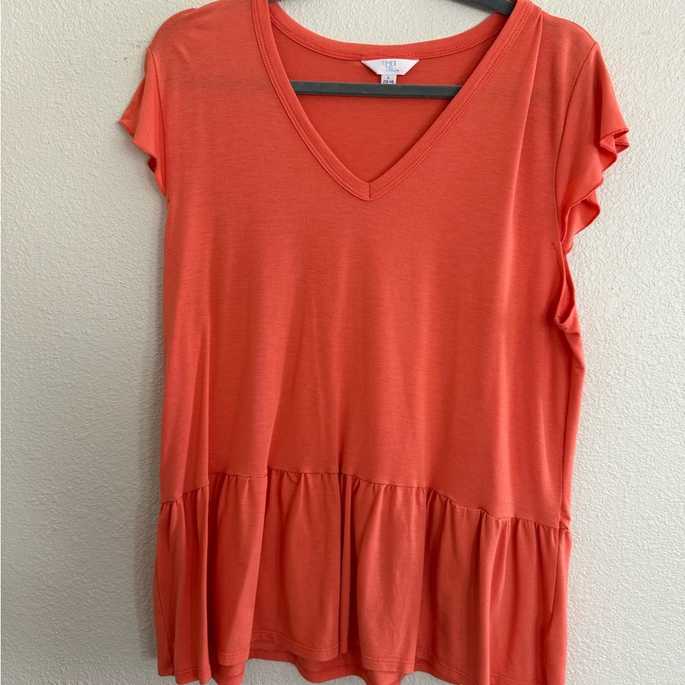 Women's Coral V-Neck Top